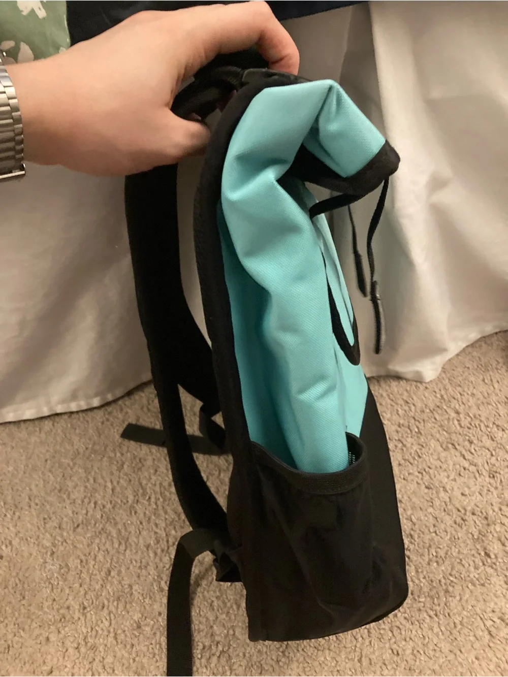 Timbuk2 Men’s Roll-Top Mini Backpack in Aqua and Black